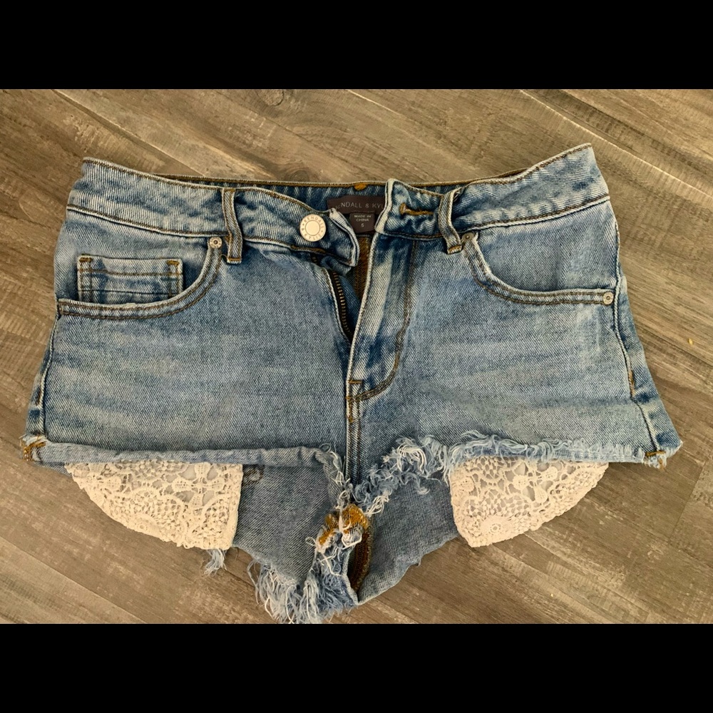 Kendall and Kylie Denim shorts with lace pockets